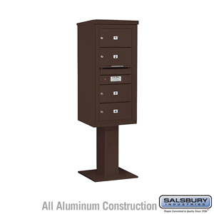 4C Pedestal Mailbox (Includes 26 Inch High Pedestal and Master Commercial Lock) - 10 Door High Unit (65-5/8 Inches) - Single Col