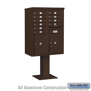 4C Pedestal Mailbox (Includes 26 Inch High Pedestal and Master Commercial Locks) - 11 Door High Unit (69-1/8 Inches) - Double Co