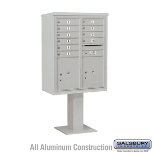 4C Pedestal Mailbox (Includes 26 Inch High Pedestal and Master Commercial Locks) - 11 Door High Unit (69-1/8 Inches) - Double Co