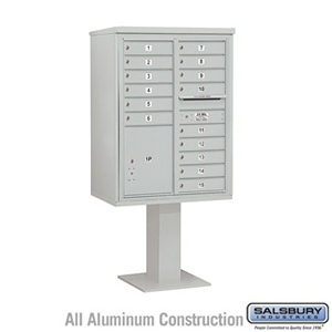 4C Pedestal Mailbox - 11 Door High Unit (69-1/8 Inches) - Double Column - 15 MB1 Doors / 1 PL5 - Gray