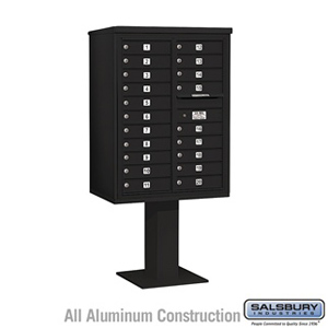 4C Pedestal Mailbox - 11 Door High Unit (69-1/8 Inches) - Double Column - 20 MB1 Doors - Black