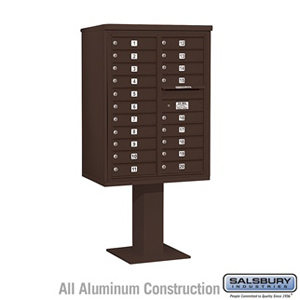 4C Pedestal Mailbox - 11 Door High Unit (69-1/8 Inches) - Double Column - 20 MB1 Doors - Bronze