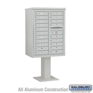 4C Pedestal Mailbox - 11 Door High Unit (69-1/8 Inches) - Double Column - 20 MB1 Doors - Gray