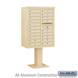 4C Pedestal Mailbox - 11 Door High Unit (69-1/8 Inches) - Double Column - 20 MB1 Doors - Sandstone