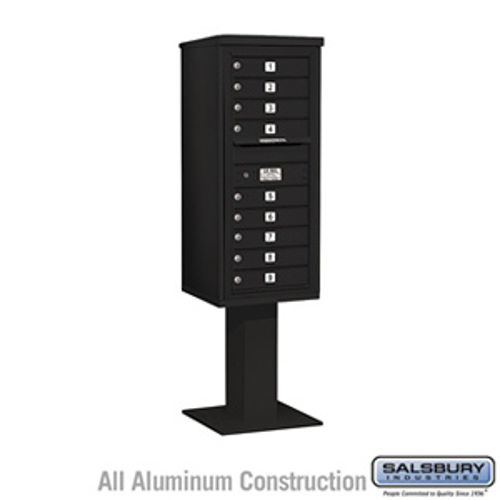 4C Pedestal Mailbox - 11 Door High Unit (69-1/8 Inches) - Single Column - 9 MB1 Doors - Black