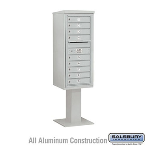 4C Pedestal Mailbox - 11 Door High Unit (69-1/8 Inches) - Single Column - 9 MB1 Doors - Gray