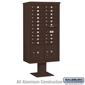 4C Pedestal Mailbox - Maximum Height Unit (72 Inches) - Double Column - 20 MB1 Doors / 2 PL - Bronze