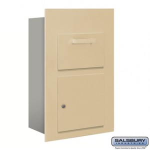 Collection Unit - for 5 Door High 4B+ Mailbox Units - Sandstone - Front Loading - USPS Access
