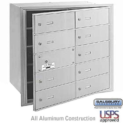 4B+ Horizontal Mailbox - 10 B Doors (9 usable) - Aluminum - Front Loading - USPS Access