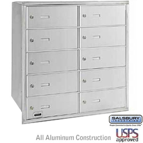 4B+ Horizontal Mailbox - 10 B Doors - Aluminum - Rear Loading - USPS Access