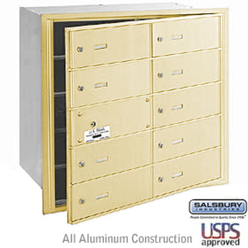 4B+ Horizontal Mailbox - 10 B Doors (9 usable) - Sandstone - Front Loading - USPS Access