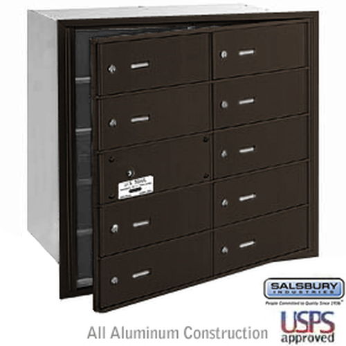 4B+ Horizontal Mailbox - 10 B Doors (9 usable) - Bronze - Front Loading - USPS Access