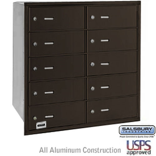 4B+ Horizontal Mailbox - 10 B Doors - Bronze - Rear Loading - USPS Access
