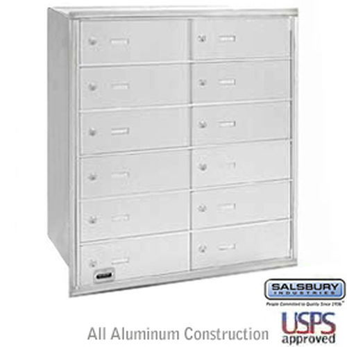 4B+ Horizontal Mailbox - 12 B Doors - Aluminum - Rear Loading - USPS Access