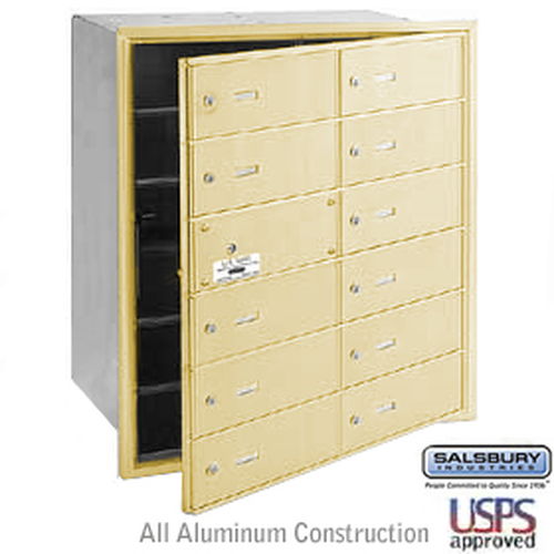 4B+ Horizontal Mailbox - 12 B Doors (11 usable) - Sandstone - Front Loading - USPS Access