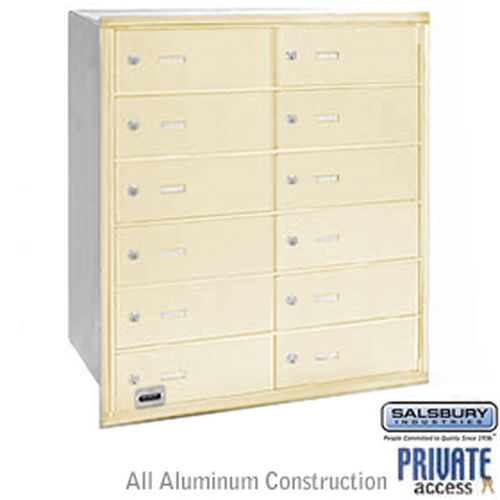 4B+ Horizontal Mailbox - 12 B Doors - Sandstone - Rear Loading - Private Access