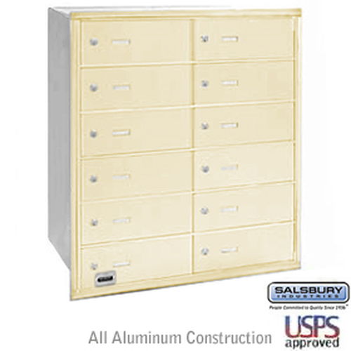 4B+ Horizontal Mailbox - 12 B Doors - Sandstone - Rear Loading - USPS Access