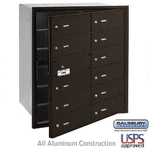 4B+ Horizontal Mailbox - 12 B Doors (11 usable) - Bronze - Front Loading - USPS Access