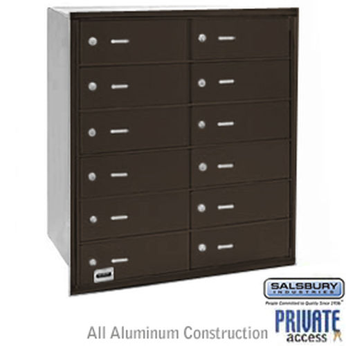 4B+ Horizontal Mailbox - 12 B Doors - Bronze - Rear Loading - Private Access