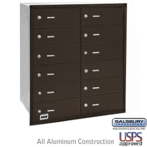 4B+ Horizontal Mailbox - 12 B Doors - Bronze - Rear Loading - USPS Access