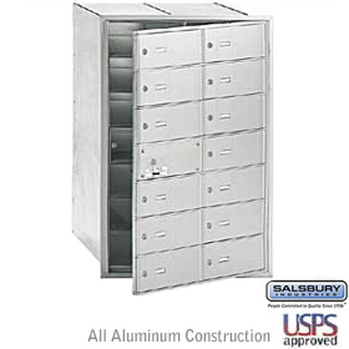 4B+ Horizontal Mailbox - 14 B Doors (13 usable) - Aluminum - Front Loading - USPS Access