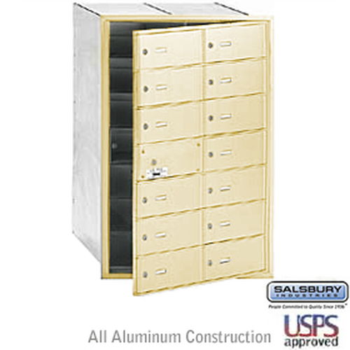 4B+ Horizontal Mailbox - 14 B Doors (13 usable) - Sandstone - Front Loading - USPS Access