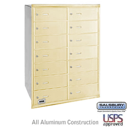 4B+ Horizontal Mailbox - 14 B Doors - Sandstone - Rear Loading - USPS Access