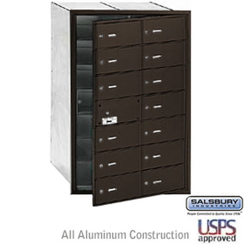 4B+ Horizontal Mailbox - 14 B Doors (13 usable) - Bronze - Front Loading - USPS Access