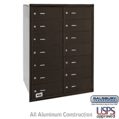 4B+ Horizontal Mailbox - 14 B Doors - Bronze - Rear Loading - USPS Access