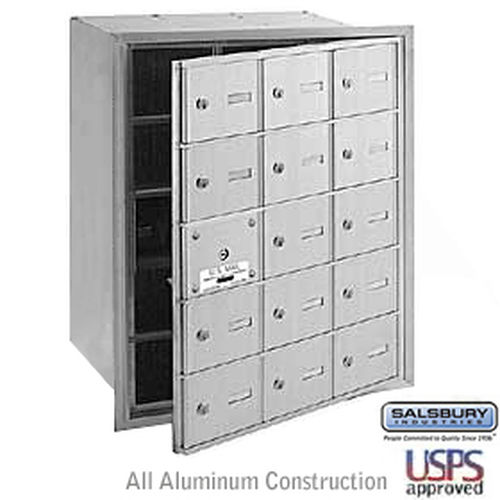 4B+ Horizontal Mailbox - 15 A Doors (14 usable) - Aluminum - Front Loading - USPS Access