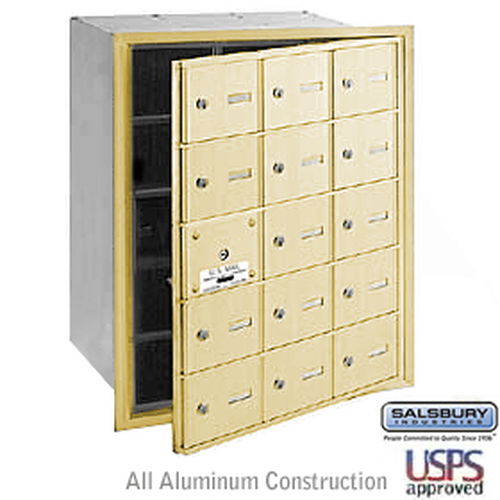 4B+ Horizontal Mailbox - 15 A Doors (14 usable) - Sandstone - Front Loading - USPS Access