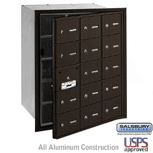 4B+ Horizontal Mailbox - 15 A Doors (14 usable) - Bronze - Front Loading - USPS Access
