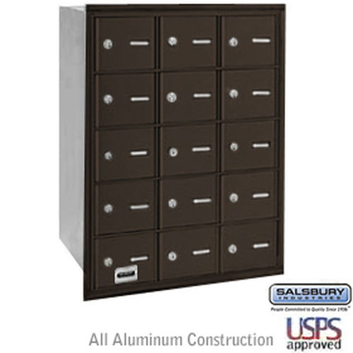 4B+ Horizontal Mailbox - 15 A Doors - Bronze - Rear Loading - USPS Access