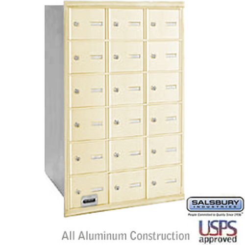 4B+ Horizontal Mailbox - 18 A Doors - Sandstone - Rear Loading - USPS Access