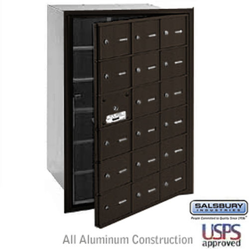 4B+ Horizontal Mailbox - 18 A Doors (17 usable) - Bronze - Front Loading - USPS Access