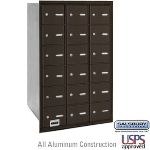 4B+ Horizontal Mailbox - 18 A Doors - Bronze - Rear Loading - USPS Access