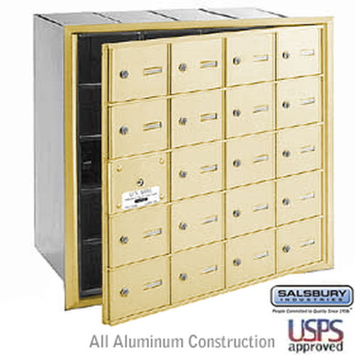 4B+ Horizontal Mailbox - 20 A Doors (19 usable) - Sandstone - Front Loading - USPS Access