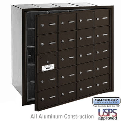 4B+ Horizontal Mailbox - 20 A Doors (19 usable) - Bronze - Front Loading - USPS Access