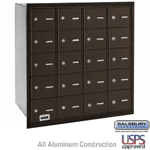 4B+ Horizontal Mailbox - 20 A Doors - Bronze - Rear Loading - USPS Access