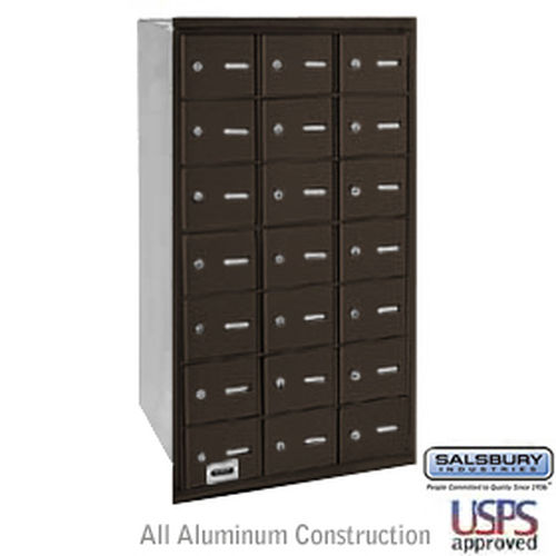 4B+ Horizontal Mailbox - 21 A Doors - Bronze - Rear Loading - USPS Access