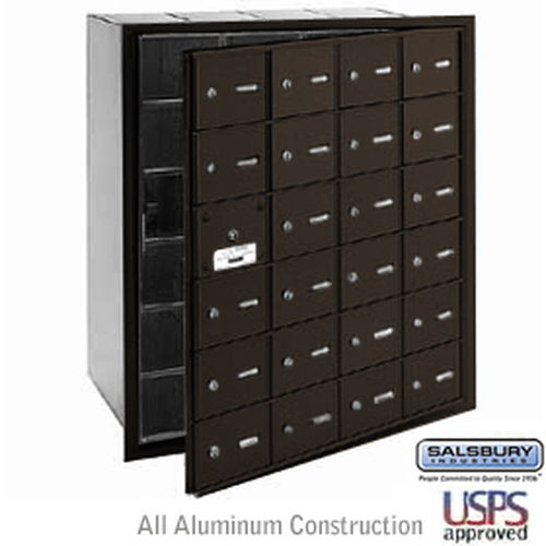 4B+ Horizontal Mailbox - 24 A Doors (23 usable) - Bronze - Front Loading - USPS Access