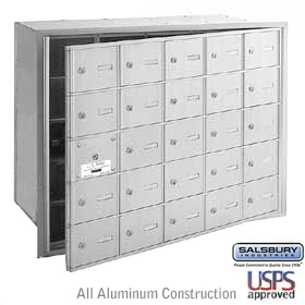 4B+ Horizontal Mailbox - 25 A Doors (24 usable) - Aluminum - Front Loading - USPS Access