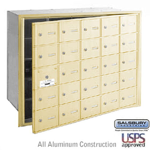 4B+ Horizontal Mailbox - 25 A Doors (24 usable) - Sandstone - Front Loading - USPS Access