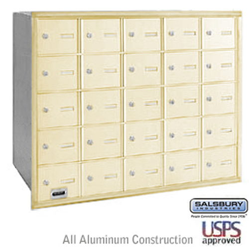 4B+ Horizontal Mailbox - 25 A Doors - Sandstone - Rear Loading - USPS Access