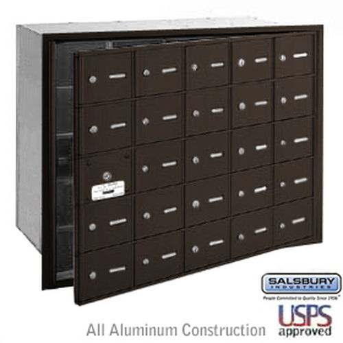 4B+ Horizontal Mailbox - 25 A Doors (24 usable) - Bronze - Front Loading - USPS Access