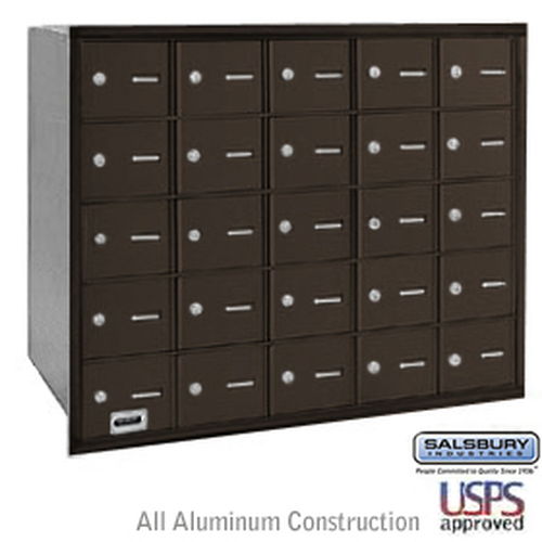 4B+ Horizontal Mailbox - 25 A Doors - Bronze - Rear Loading - USPS Access