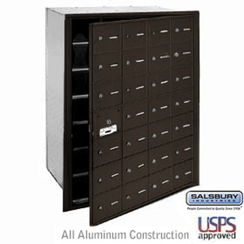 4B+ Horizontal Mailbox - 28 A Doors (27 usable) - Bronze - Front Loading - USPS Access