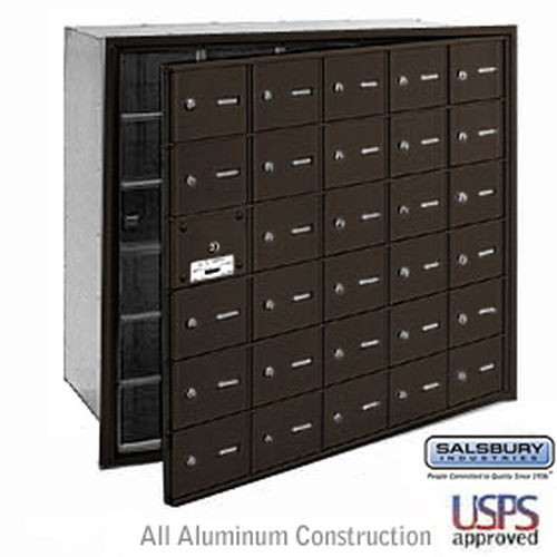 4B+ Horizontal Mailbox - 30 A Doors (29 usable) - Bronze - Front Loading - USPS Access