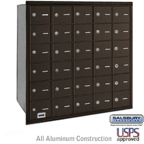 4B+ Horizontal Mailbox - 30 A Doors - Bronze - Rear Loading - USPS Access
