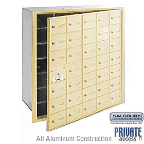 4B+ Horizontal Mailbox (Includes Master Commercial Lock) - 35 A Doors (34 usable) - Sandstone - Front Loading - Private Access